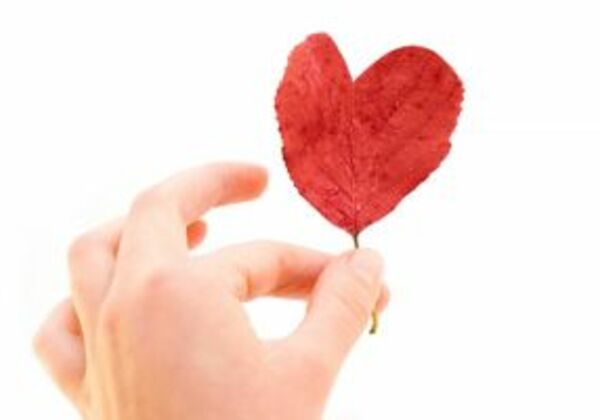 Ruka koja drži list u obliku srca